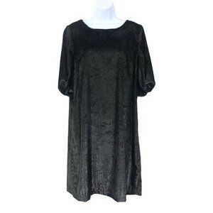 Gibson Latimer Womens Size M Black Velvet Ribbed Metallic Sparkle Dress New NWT